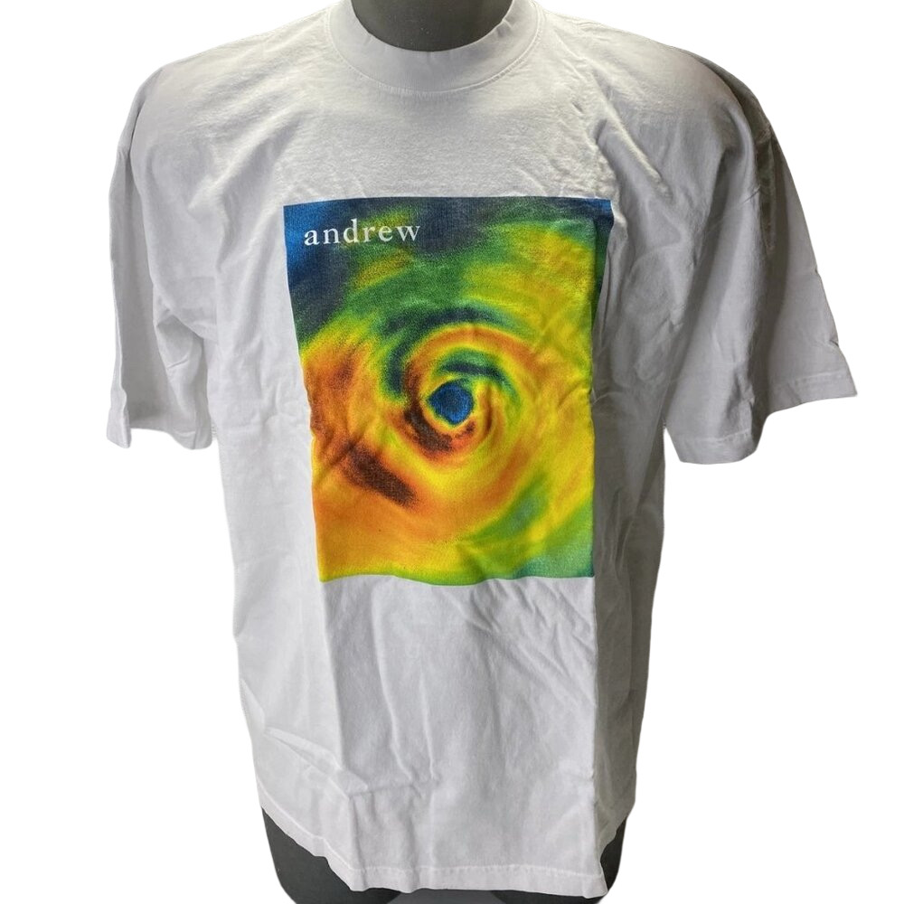 NEW ANDREW Men’s Graphic Short Sleeve Tee Shirt White Size XL